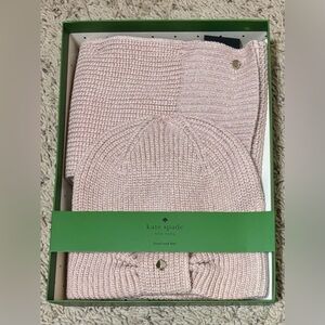 NWT kate spade New York metallic rib scarf and hat box set.